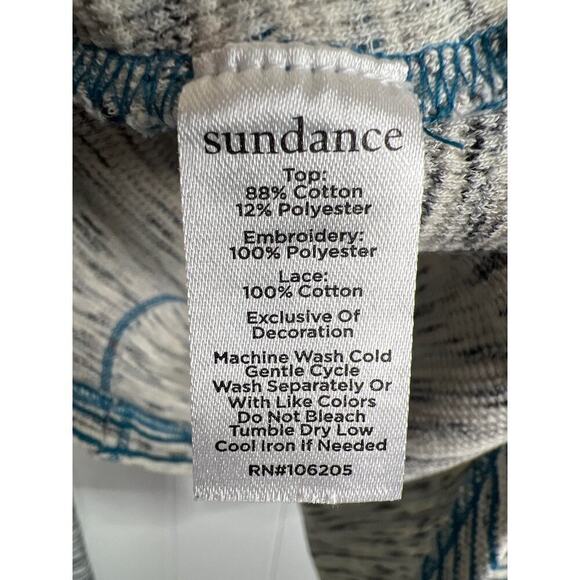 Sundance Cabin Cozy Up Henley Black/White Spaced Dyed with Teal Accents Size L - Picture 9 of 9